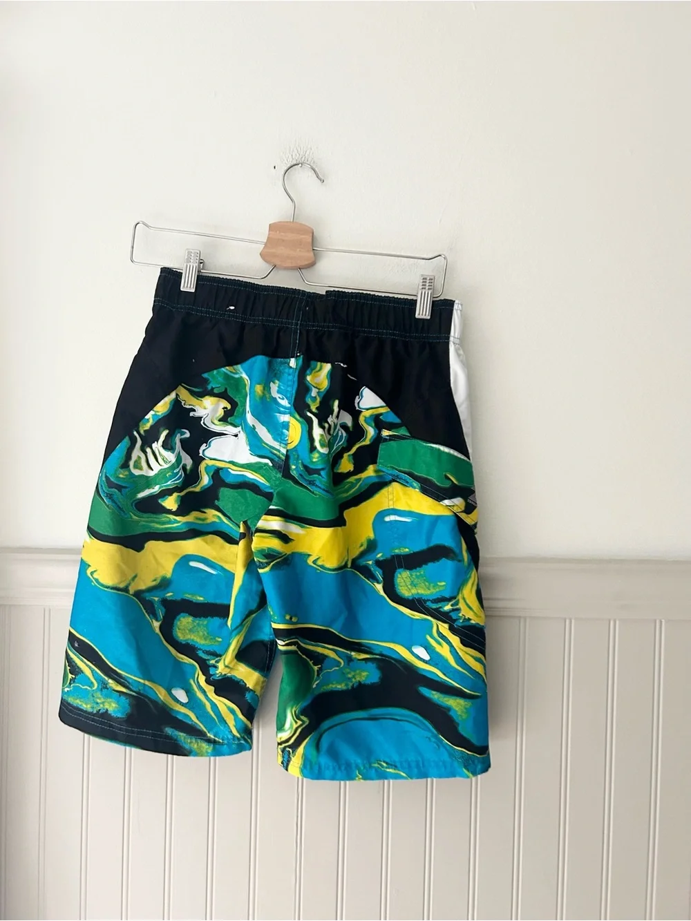ZeroXposur Boys Swim Trunks 14/16 Bright Blue Tropical Side Panel Quick Dry